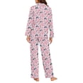 thumbnail image 4 of FOR U DESIGNS Pink Panda Button Down Sleepwear for Women 2 Piece Button Up Pajamas for Women Long Sleeve Sleepwear V-neck Tops and Pants Size 2XL Nightwear for Women, 4 of 7