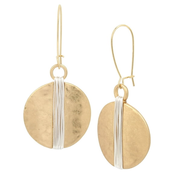 Robert Lee Morris Wire Wrapped Circle, Dangle Earrings, Goldtone, RLMWRE