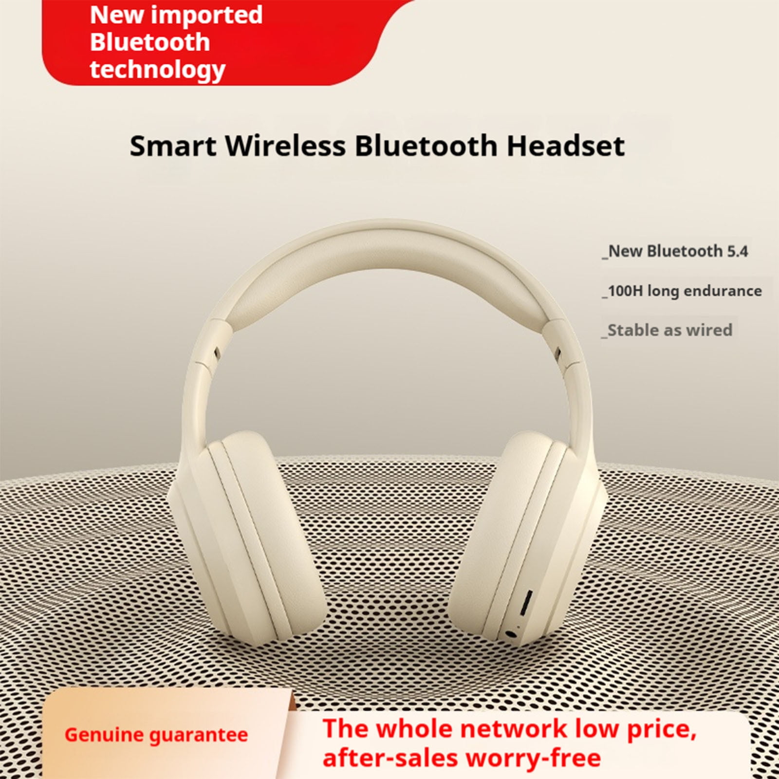 Wireless Bluetooth Over Ear Headphones Up to 28H Battery Life Headset with Microphone Gym Overhead Headphones Compatible with iOS & Android Mobile Phones, Computers, Laptop,Beige