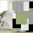 thumbnail image 5 of Abstract Art Shower Curtain, 48" x 72", Green Black Gray Splice Waterproof Bathroom Curtain Washable Shower Curtain Set with 12 Hooks, 5 of 6