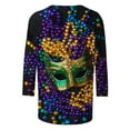 thumbnail image 5 of SOOMLON Mardi Gras Blouses for Women Tuesday Shirts Carnival Themed Party 3/4 Sleeve Outfits Funny Mask Graphic Tshirts Casual Crewneck Tops New Orleans Parade Pullovers 2025 Blue XL, 5 of 5