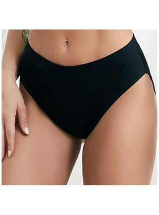 Buy MERSODA Black Polyester and Spandex Thong Bikini Underwear - S