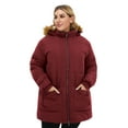 thumbnail image 3 of Soularge Women's Winter Plus Size Puffer Jacket Waterproof Winter Coat Warm Hooded Winter Jacket Red 4X, 3 of 8