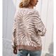 thumbnail image 4 of Abrigo De Suéter A Rayas Cuello Redondo De Un Solo Pecho Frente Abierto Bloque De Color Prendas De Vestir De Punto Sueltas Y Cálidas para Mujer Caqui S, 4 of 6