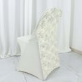 thumbnail image 3 of Efavormart Ivory Satin Rosette Spandex Stretch Fitted Folding Chair Cover, 3 of 5
