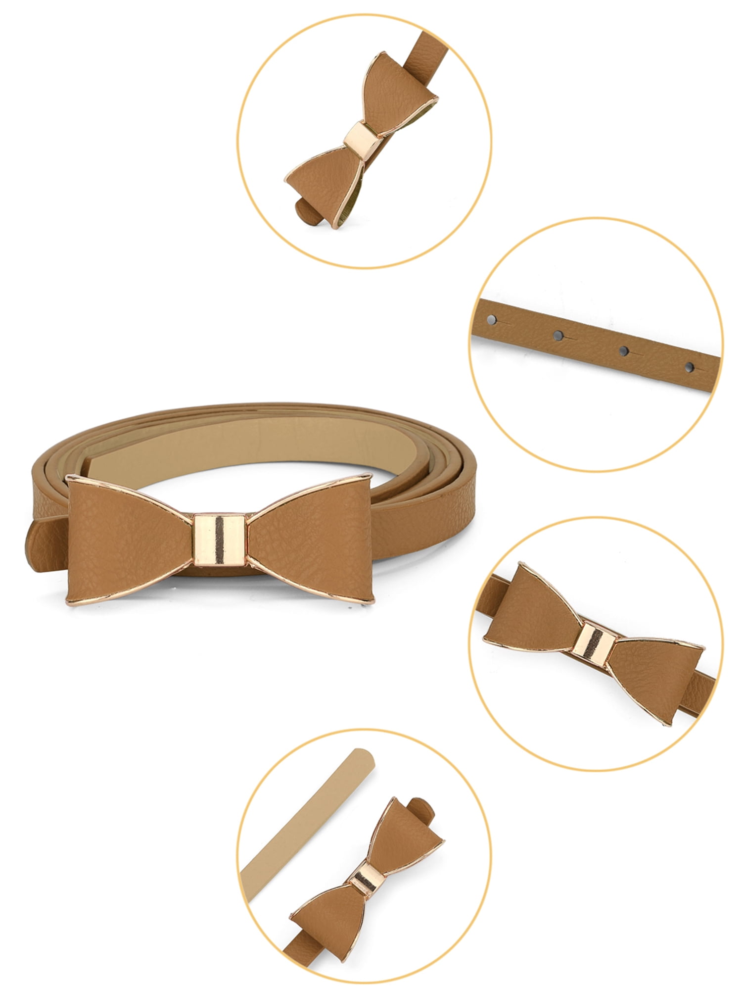 Unique Bargains Women's Metal Edge Bow-knot No Buckle Thin Waist Belt