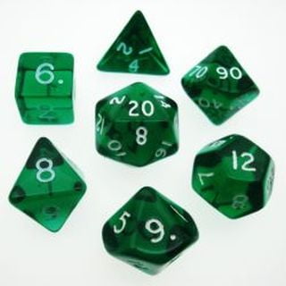 D20 Stone - Green Gem 7pc Polyhedral Dice Set D4, D6, D8 2xd10, D12, D20