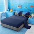 thumbnail image 5 of Manfei Sea Turtle Colorful Coral Bedding Comforter Set for Kids Boys and Girls, Ocean Marine Life Print King Bedding Sets, Navy Reversible 7 Pieces, 5 of 6