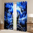 thumbnail image 2 of Manfei Rustic Wolf Kitchen Curtains,Mystic Woodland Black Out Curtains Pack of 2 (42x63 Each),Blue, 2 of 7