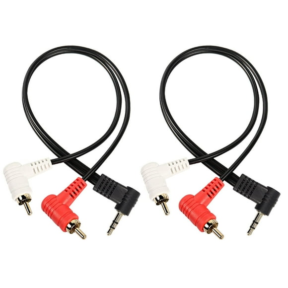 Cable de audio XMSJSIY con ángulo recto de 90 grados y 3,5 mm a 2 RCA