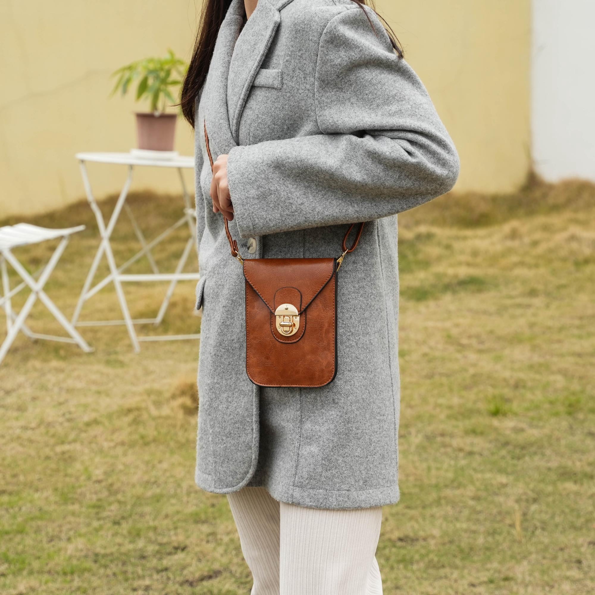 MKF Collection Havana Phone Crossbody Bag for Women, Vegan Leather Handbag Shoulder Bag by Mia K -Coffee Brown