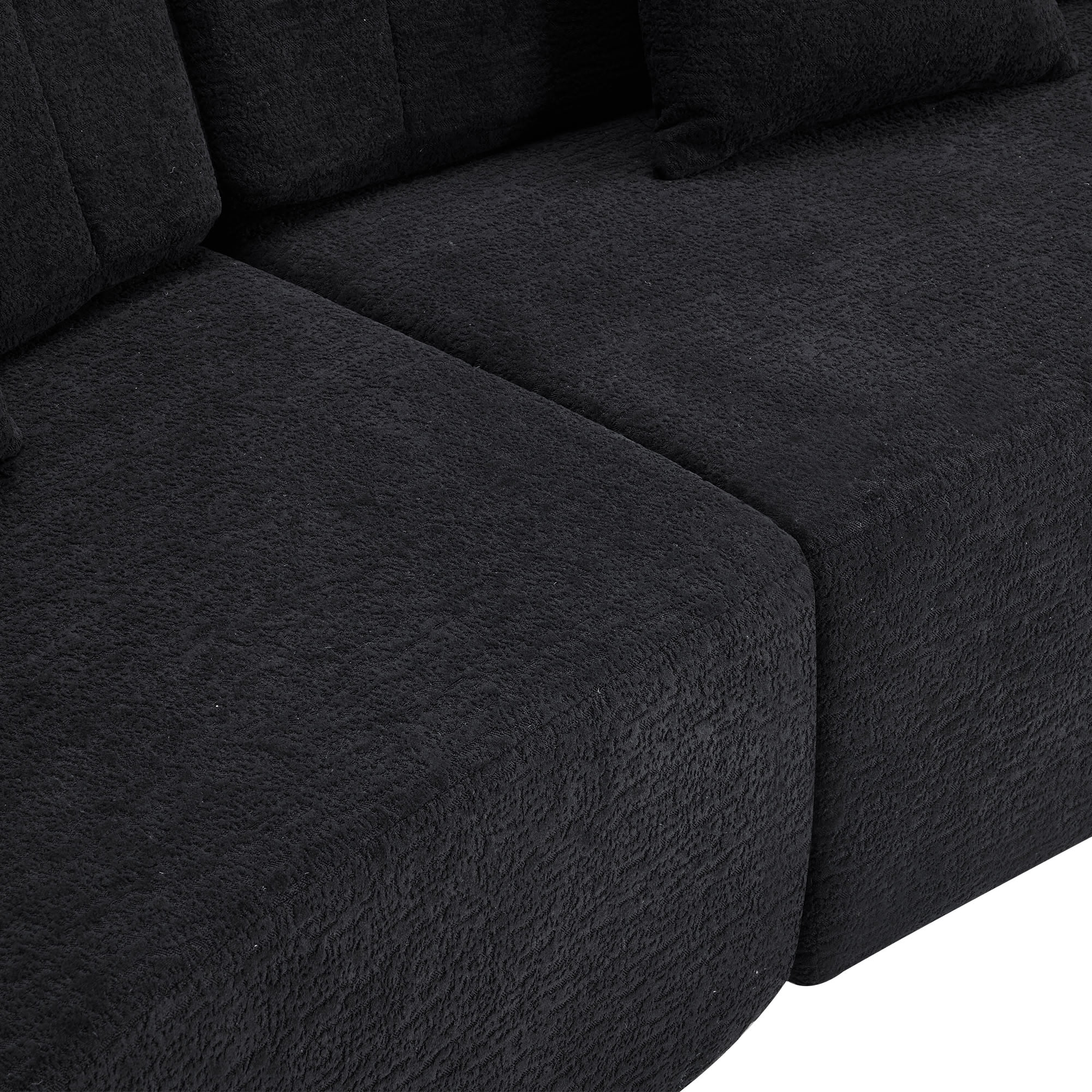 MAYEERTY 4-Seat Curved Modular Sectional Sofa, Chenille Compressed Couch with Removable Backrest, No Assembly for Living Room Apartment Small Spaces