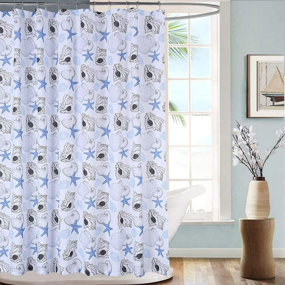 CAROMIO Starfish Pattern Shower Curtain, Seashell Conch Ocean Theme