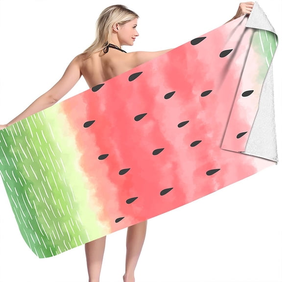 LACKUST Watermelon Print Beach Towel - Oversized Quick-Dry Microfiber Towel for Adults & Travel, 30x60 Inches