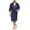 Navy Blue, variant on MAYFISH 100% Cotton Mens Lightweight Robe Summer Short Sleeve Bathrobe Soft Knee Length Robe with Pockets (Navy Blue, L)