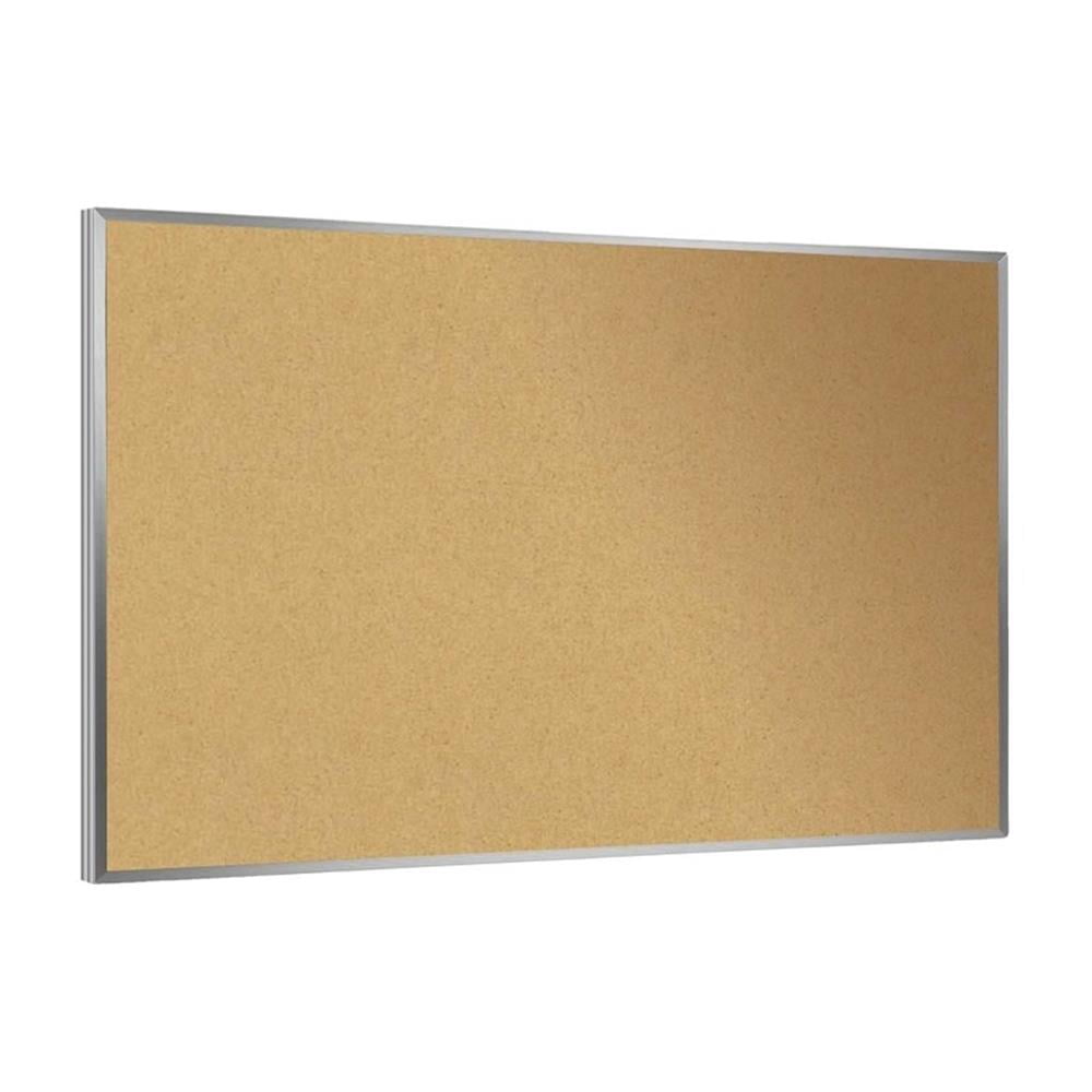 Pemberly Row 24.0" x 36.0" Silver Aluminum Frame Natural Cork Bulletin Board
