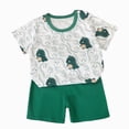 thumbnail image 1 of COMVALUE Garçons Enfants Mignon T-Shirt à Manches Courtes Col Ras du Cou et Short Uni à Taille Élastique Ensemble Décontracté (Vert Foncé, 4-5 Ans), 1 of 3