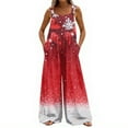 thumbnail image 6 of Women's Christmas Print Wide Leg Overalls - Strapless Tank With Pockets Casual Solid Color Onesie, Light Gray Size XL, 6 of 7