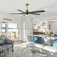 thumbnail image 2 of 54 in. Black and Gold DC Indoor Ceiling Fan with Light Kit, 5 Reversible Blades Carved Wood Blades, 2 of 8