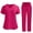 Hot Pink, variant on Domzest Womens Scrub Sets V-neck Short Sleeve Top & Straight Leg Elastic Waist Pants Breathable Medical Uniform with Pocket Gray M