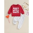 thumbnail image 2 of Bslissey Baby Boys Valentine's Day Outfits Long Sleeve Letter Print Sweatshirt + Elastic Pants 6M 12M 18M 24M Infant Toddler Spring Fall Casual 2Pcs Clothes Set, 2 of 9