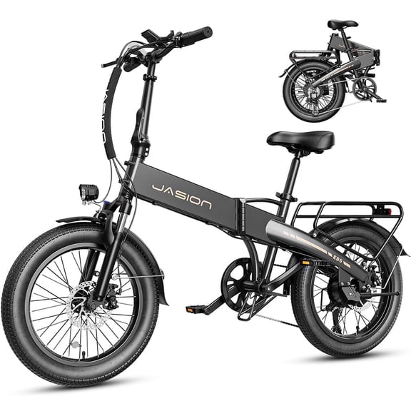 Jasion EB6 Electric Bike for Adults, 500W Peak Motor Folding Ebike with 48V Built-in Battery, Up to 50 Miles E-Mountain Bike, 20" Fat Tire Foldable E Bicycle, UL 2849