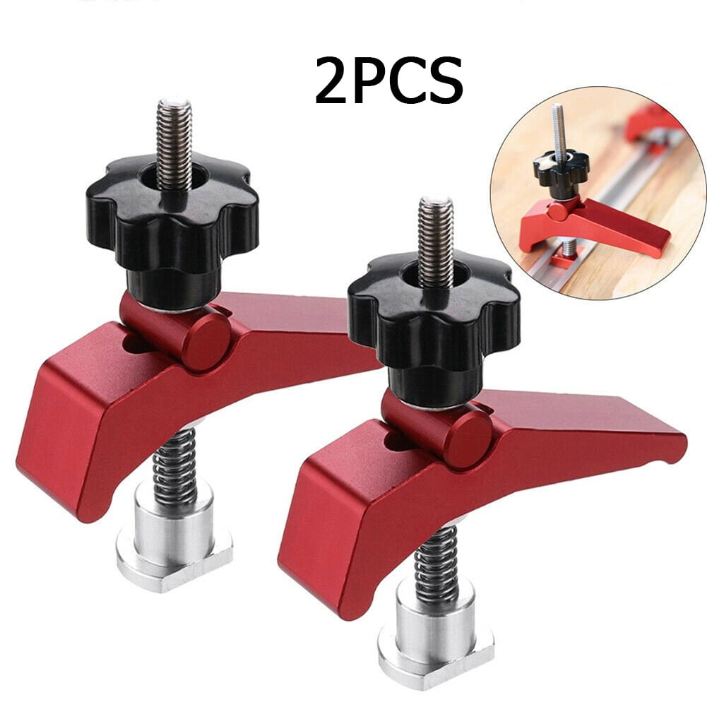 2PCS Quick Acting Hold Down Clamp Metal M8 T-Track T-Slot Woodworking Tools Set