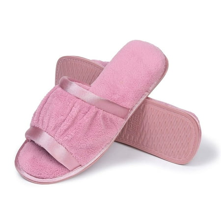 

Roxoni Women s and Girls Ruffled Open Toe Terry Slippers US Women s Sizes 6 To 11 Style #2173