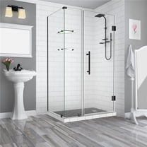 BromleyGS 46.25 to 47.25 x 36.375 x 72 in. Frameless Corner Hinged Shower Enclosure with Glass Shelves - Oil Rubbed Bronze