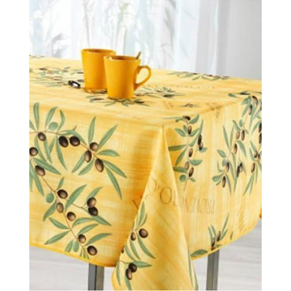 Provence Olive Amarillo100% Polyester, Stain Resistant Tablecloth 94 x 59 inch