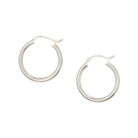 Pori Jewelers Silver 2.5mm x 24mm Plain Hoop Earrings