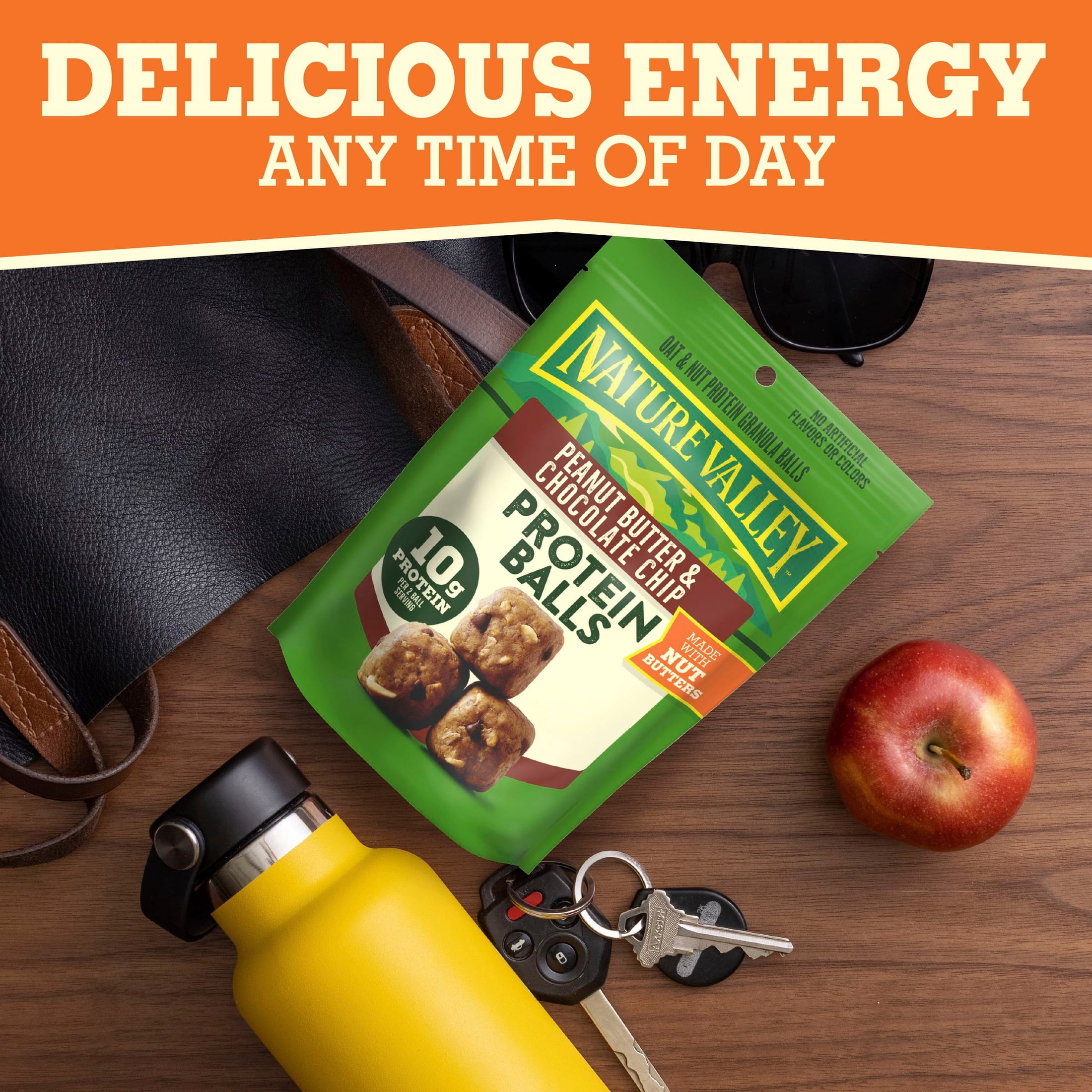 Nature Valley Oat and Nut Protein Granola Balls, Peanut Butter and Chocolate Chip, 7.94 oz