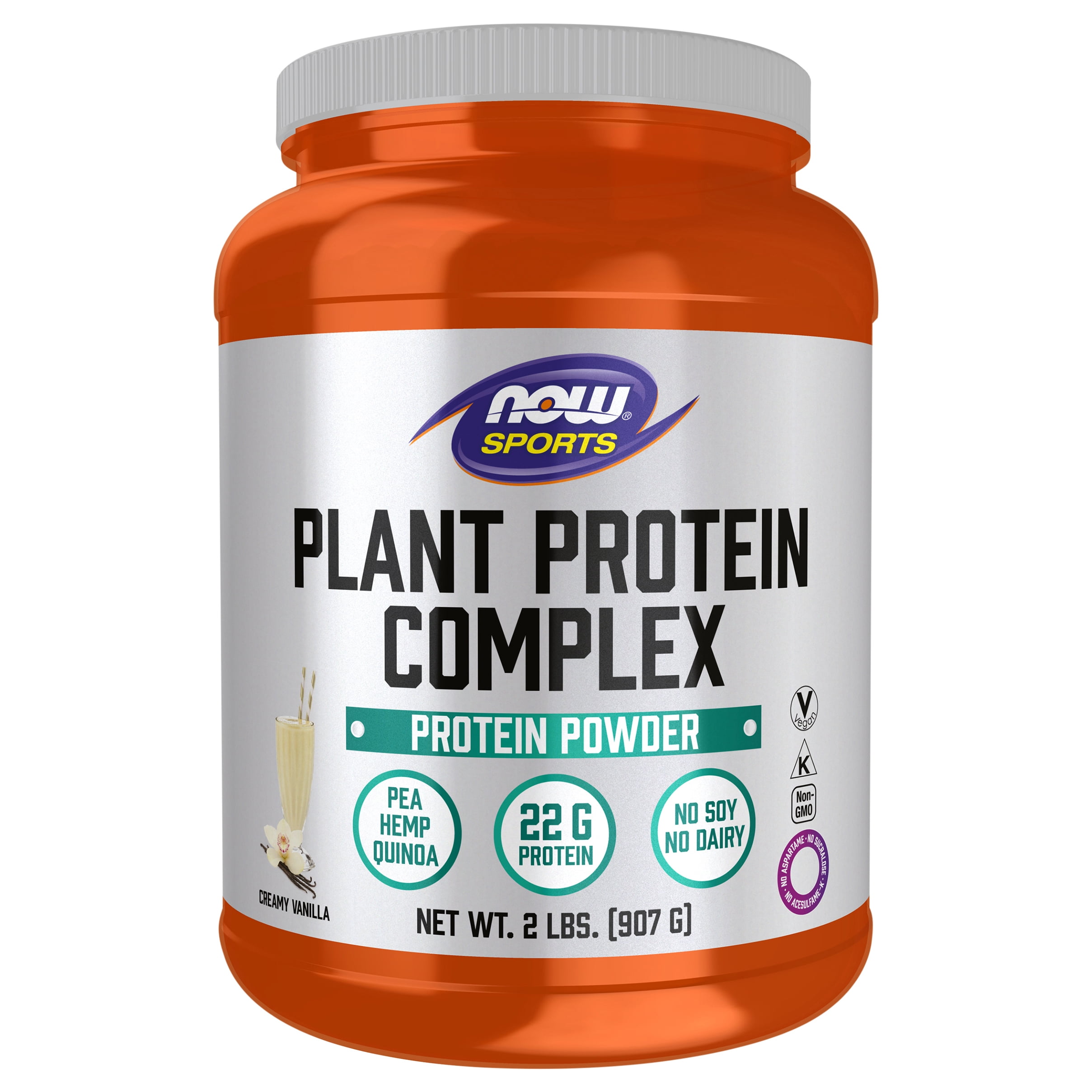 Now Foods Vegan Plant Protein Powder, Vanilla, 22g Protein, 2.0 Lb