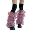 thumbnail image 3 of MZXELPRJD No Show Socks Womens Fluffy Leg Warmers Rib Knit Lolita Girls Boot Socks, Soccer Socks Purple, 3 of 5