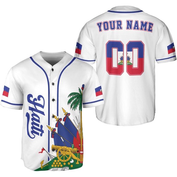 Personalized Name Haiti Baseball Jersey, Haitian Baseball Jersey for Men Women, Haitian Pride Jersey Shirt (S)