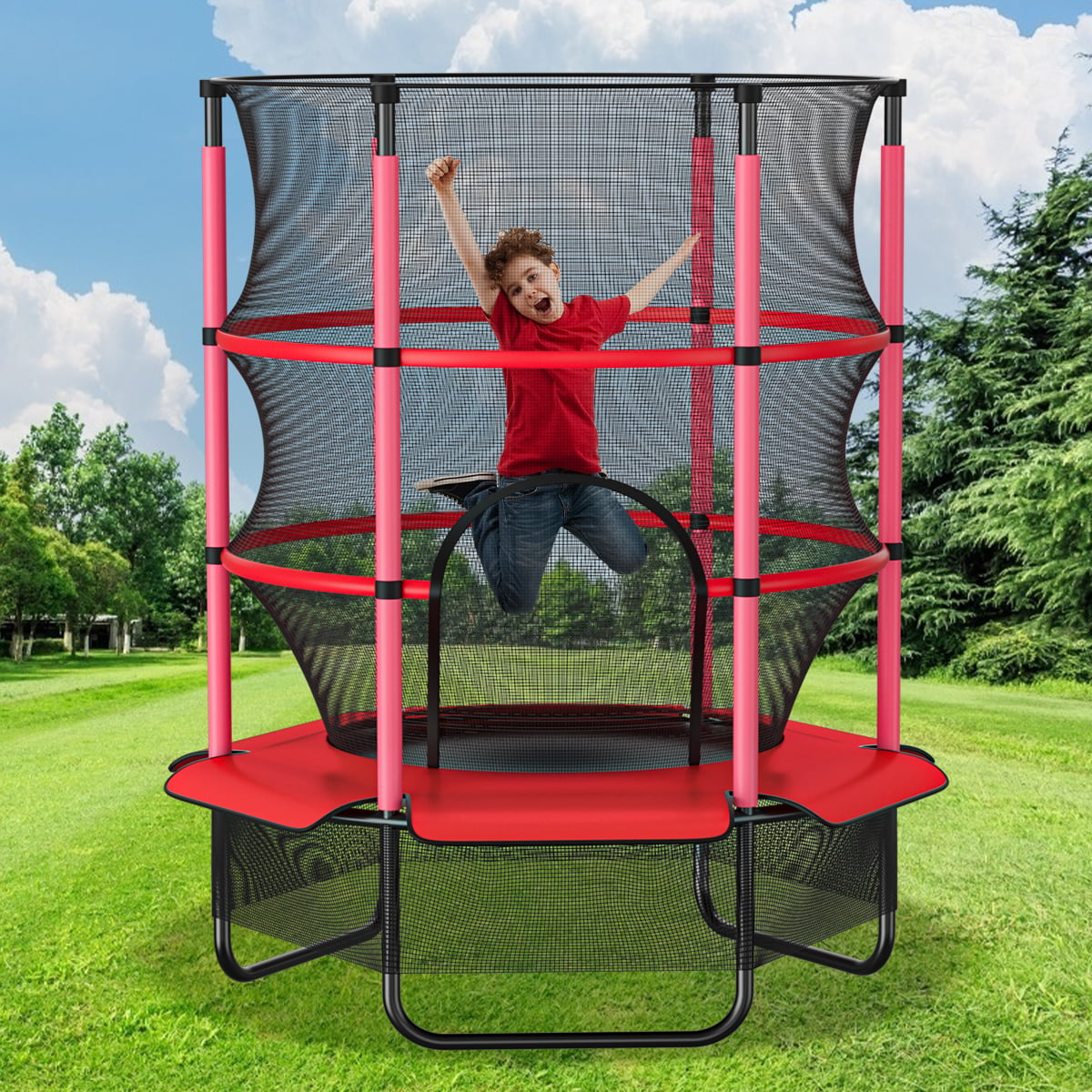 Trampoline Kids Toys Net Outdoor Safety Enclosure Padded 4.5ft Bungee Suspension 