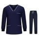 thumbnail image 1 of Uniformes de enfermería, ropa de trabajo, cuello en V, top y pantalones, uniforme de enfermera Azul oscuro con blanco, 1 of 9