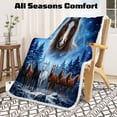thumbnail image 6 of Sleepwish Horse Blanket, Blue Sherpa Throw Blanket for Couch Sofa Galaxy Horse Themed Throw Blanket for Decor, 60x80", 6 of 7