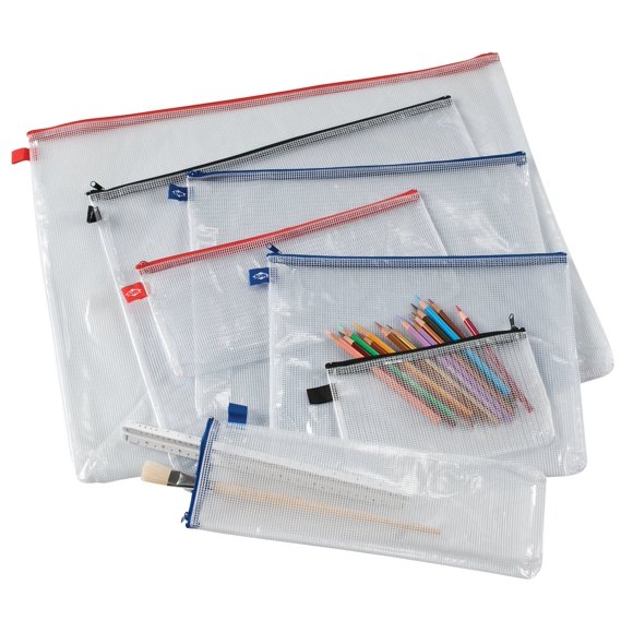 ALVIN - NB1824 Kit de malla de PVC transparente Bolsa con cremallera Bolsa de organización multiusos para almacenamiento y organización de artículos Ideal para proyectos de costura Suministros de arte