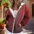 thumbnail image 2 of ManxiVoo Women's Oversized Pocket Zipper Hooded Jacket Long Sleeve Track Style Casual Top M Size Red, 2 of 7