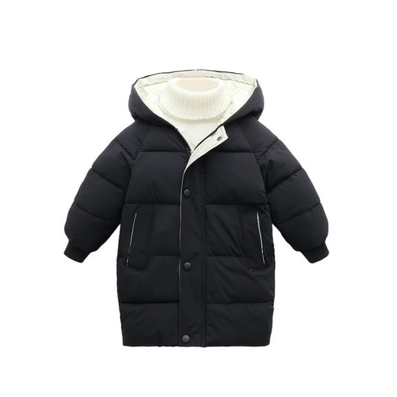 Winter Saving Clearance! VERUGU Kids Winter Coats Children Girls Boys Down Jacket Long Sleeve Solid Korean Style Thickened Warm Outwear Black 2Y