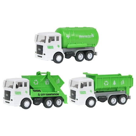SEWACC 3Pcs Green Plastic Toy Trash Truck for Kids Playtime