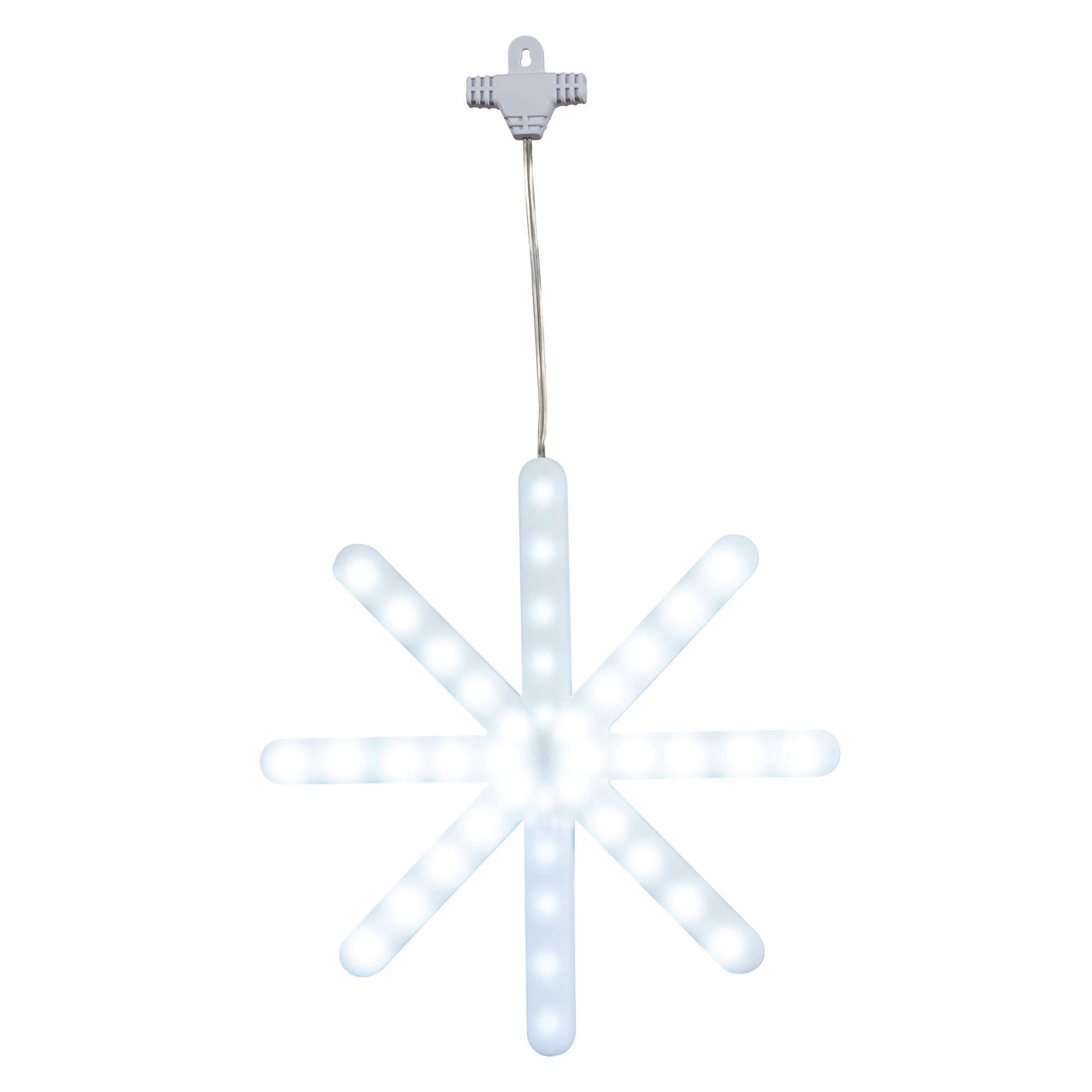 Indoor/Outdoor 5-Count LED 3-Function Sync Snowflake Christmas Lights, Cool White, Transparent Wire, 8', by Holiday Time