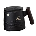 thumbnail image 2 of Taza de cerámica con ciervo a lámpara de , arte hecho y tapa con de , taza de , taza divertida, taza de té perfecl taza de café, 2 of 7