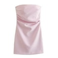 thumbnail image 1 of mfyjkho Vestidos para mujer, Vestido de mujer sin mangas con un hombro al descubierto y top de tubo de satén negro Vestidos de playa para mujer xs, 1 of 4