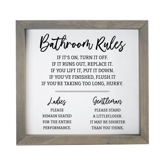 Funny Bathroom Decor Framed Shadow Box 11.5x11.5 (Bathroom Rules Ladies)