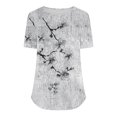 thumbnail image 5 of Women's Shirts Fashion Spring Floral Print T-Shirts Short Sleeve Plus Size Pullover for Women Round Neck Pullover Chest Pleated Casual Top, 5 of 6
