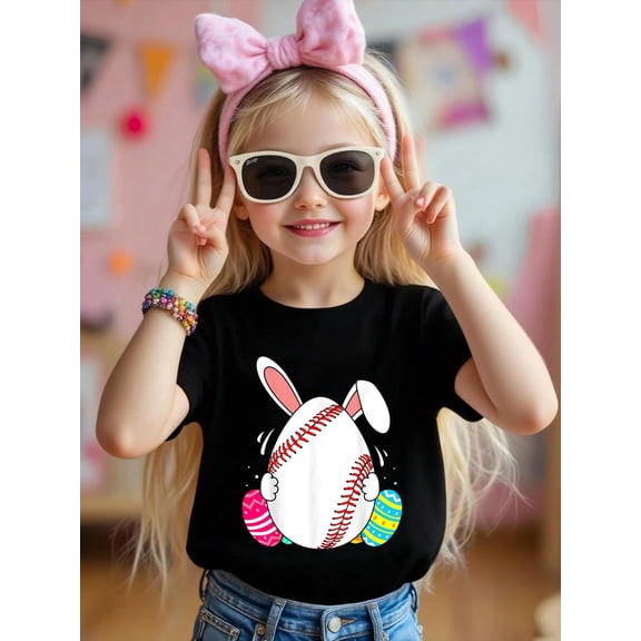 Baseball Bunny Ears Eggs Easter Day Baseball Lovers Gifts Kids T-Shirt Graphic T-shirts for boys and girls