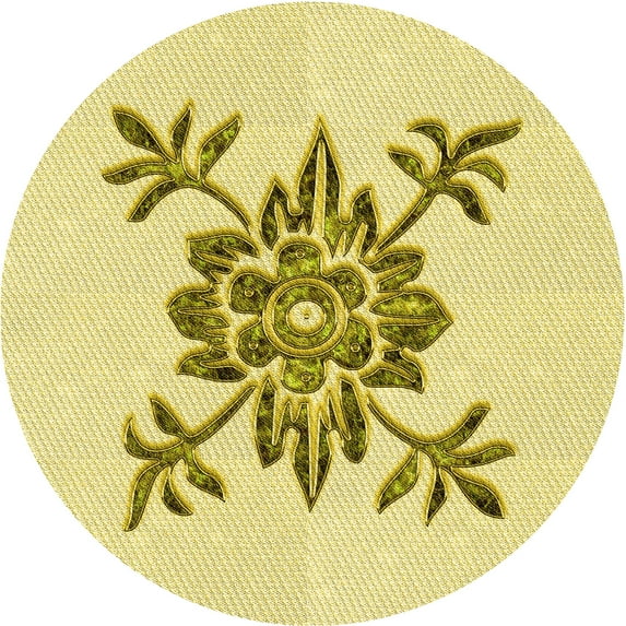 Ahgly Company Indoor Round Patterned Sun Yellow Area Rugs, 4' Round