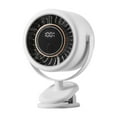thumbnail image 1 of Ventilador portátil con clip, silencioso, ligero, pantalla digital, recargable por USB, tamaño pequeño. blanco, 1 of 9